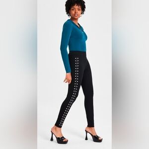 Bar III - Women's Three-Row Studded Ponté-Knit Legging